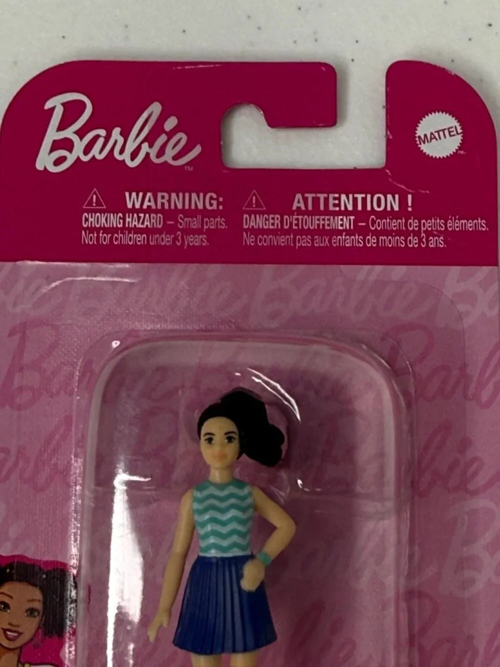 Barbie Mini Figure Blue Chevron Top Navy Skirt New